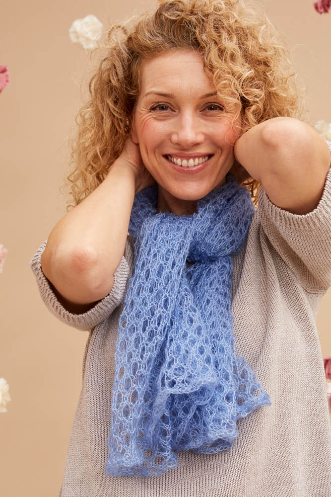 Foulard carré en mohair et soie
