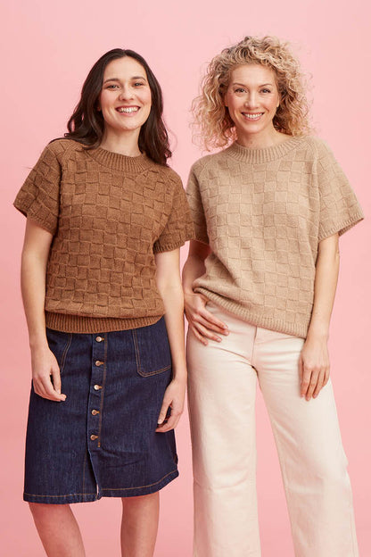 Pull manches courtes duvet de chameau pour femme