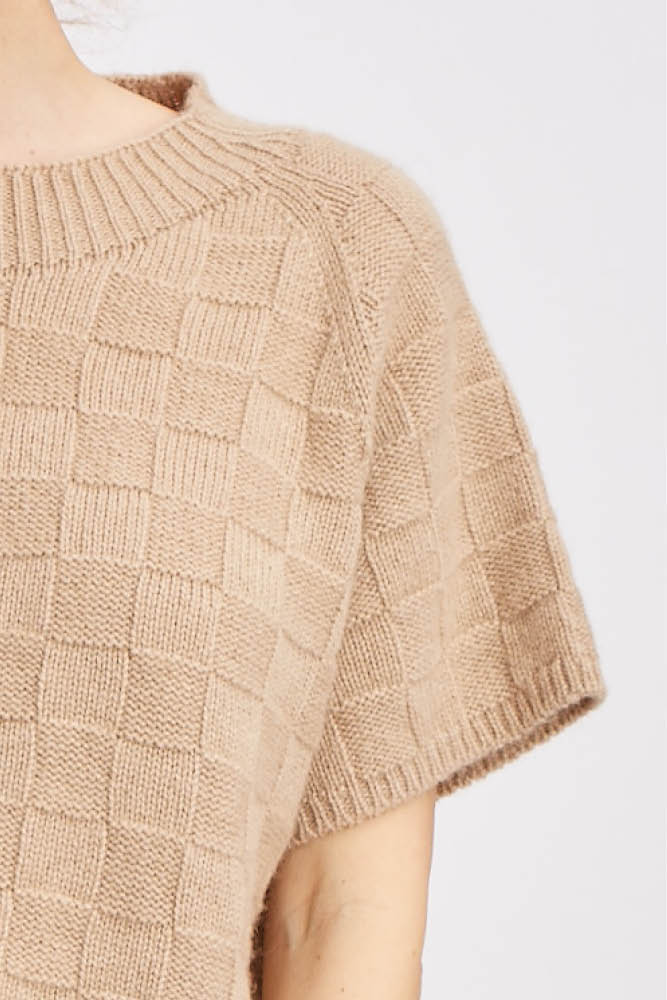 Pull manches courtes duvet de chameau pour femme