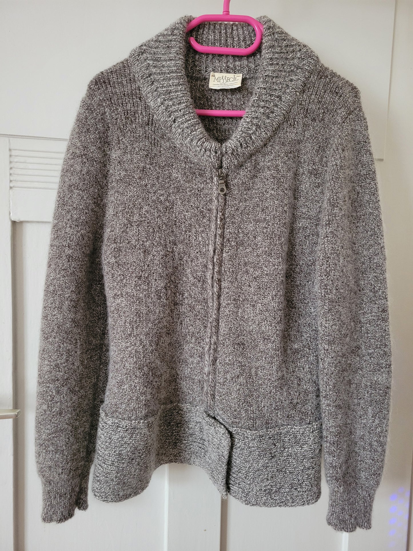 Blouson laine zippé duvet mohair, yack et soie pour femme