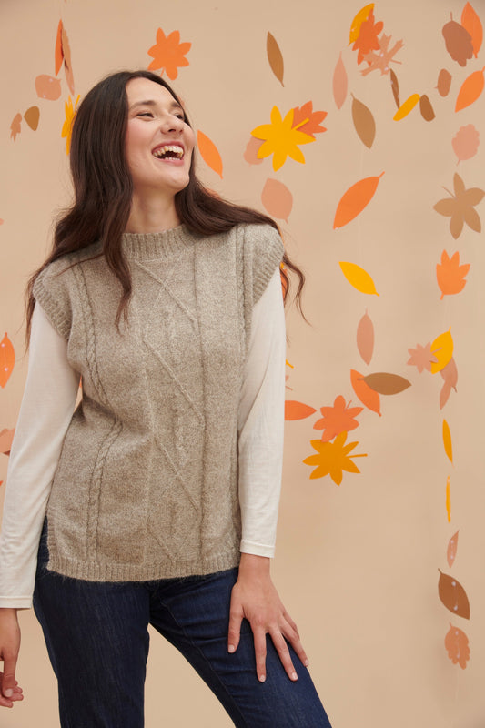Pull en laine yack sans manche pour femme
