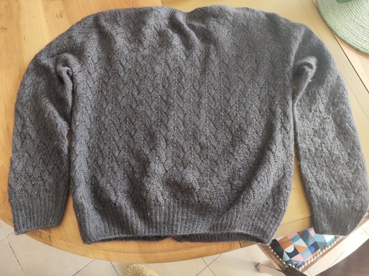 Gilet laine mohair ajouré femme