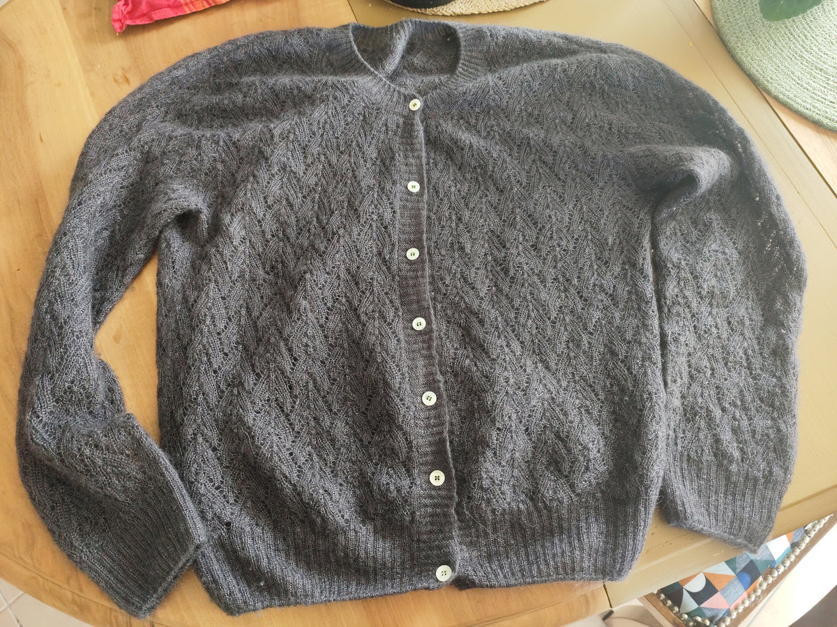 Gilet laine mohair ajouré femme