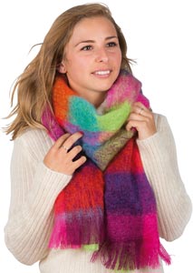 Grande écharpe laine mohair écossaise pour femme