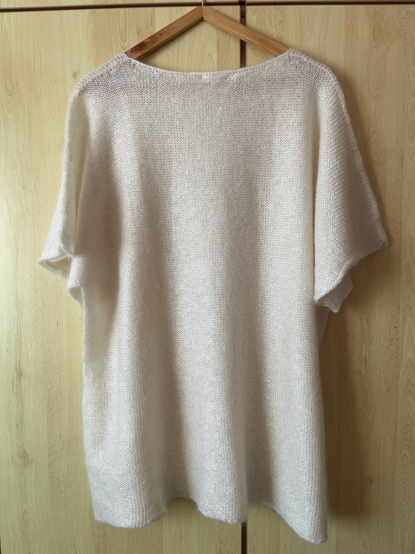 Pull à manches courtes en duvet de Mohair de chevreau et soie