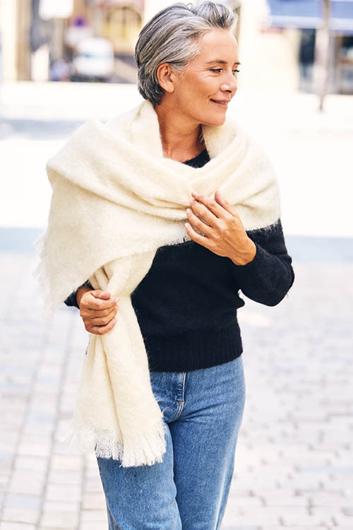 Étole laine mohair et soie pour femme