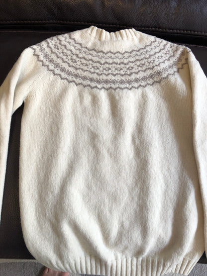 Pull jacquard femme beige