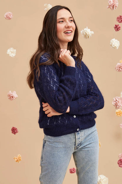 Gilet laine mohair ajouré femme