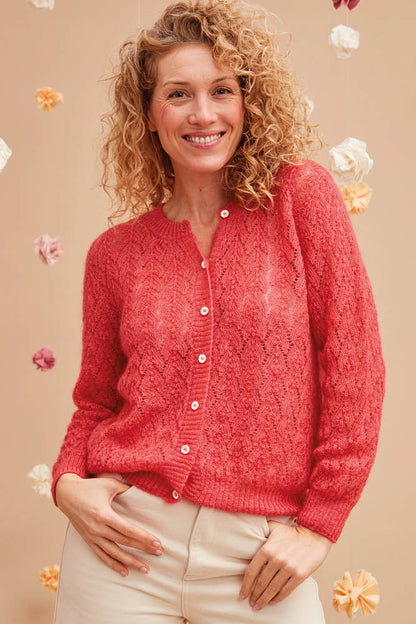 Gilet laine mohair ajouré femme