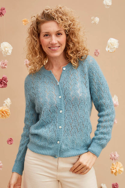 Gilet laine mohair ajouré femme