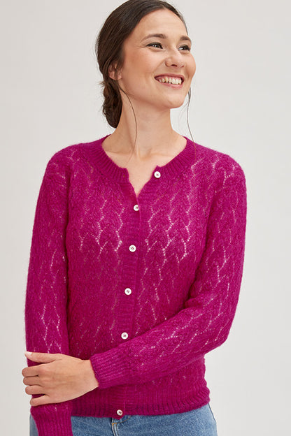 Gilet laine mohair ajouré femme