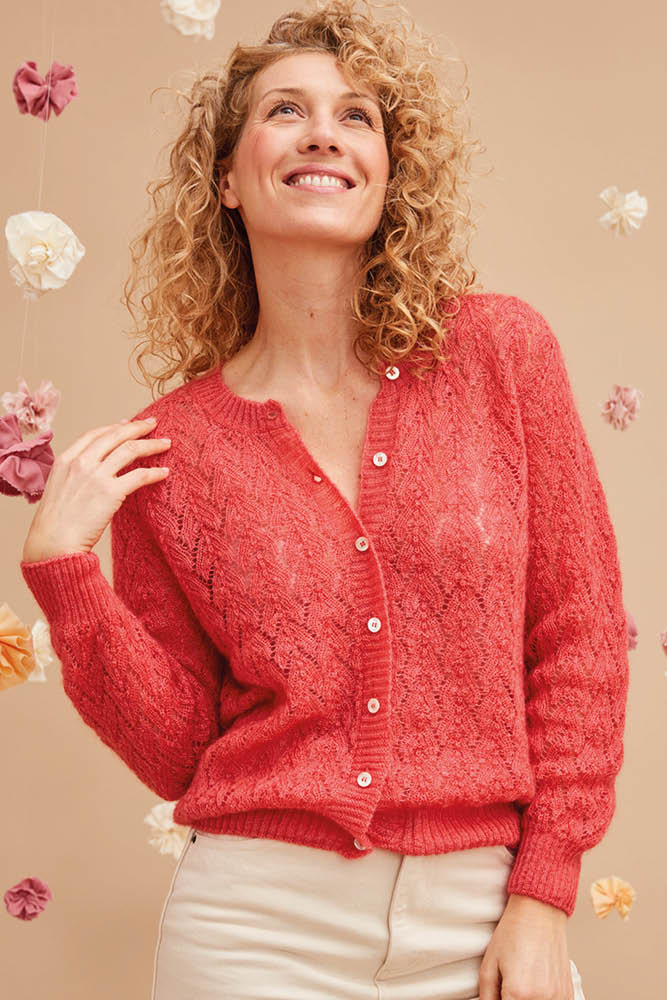 Gilet laine mohair ajouré femme