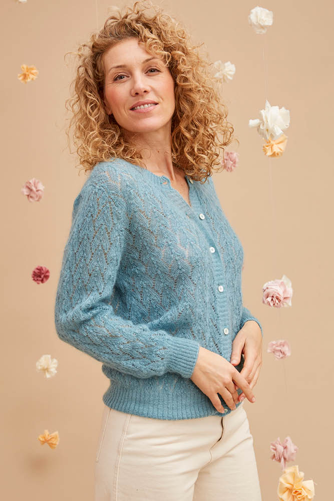 Gilet laine mohair ajouré femme