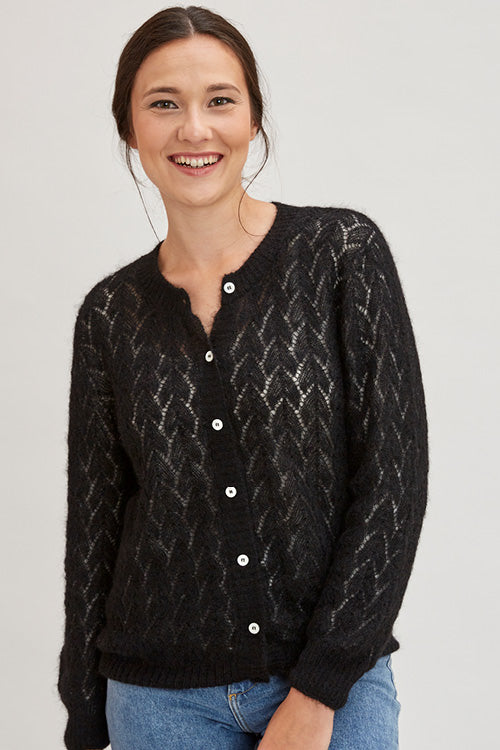 Gilet laine mohair ajouré femme