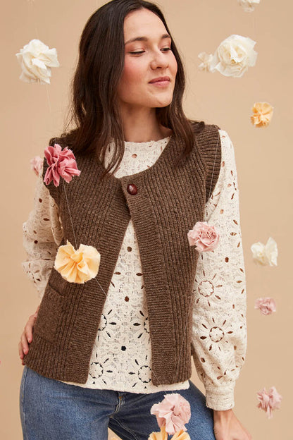 Gilet en laine mérinos d'Arles sans manches pour femme