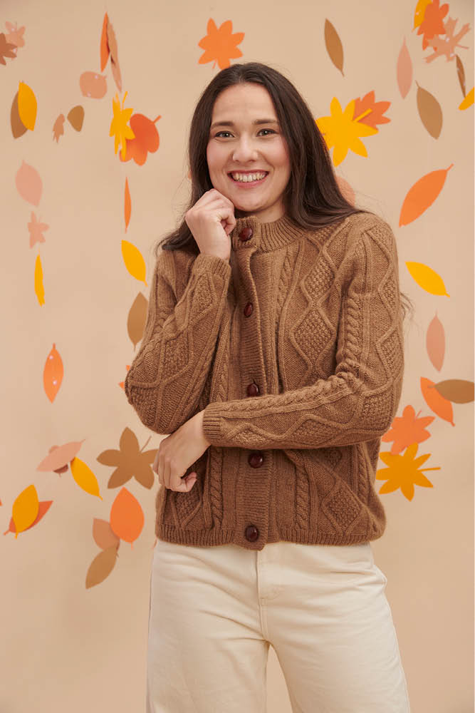 Gilet en laine à torsades pour femme