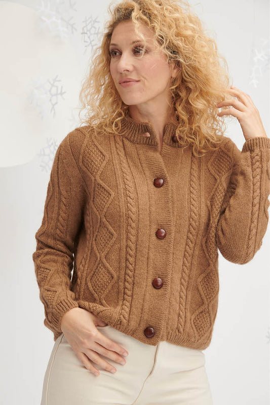 Gilet en laine à torsades pour femme