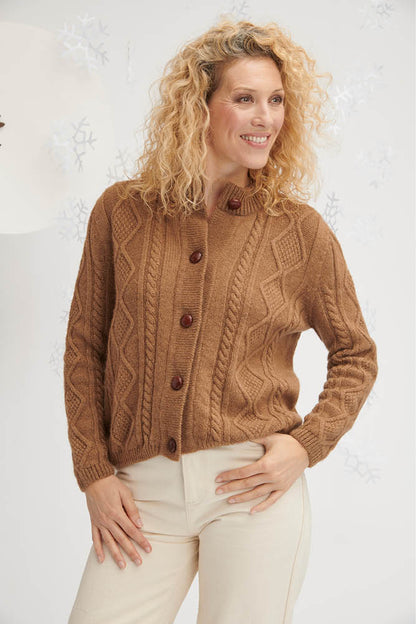 Gilet en laine à torsades pour femme