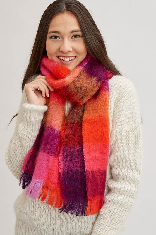 Grande écharpe laine mohair écossaise pour femme