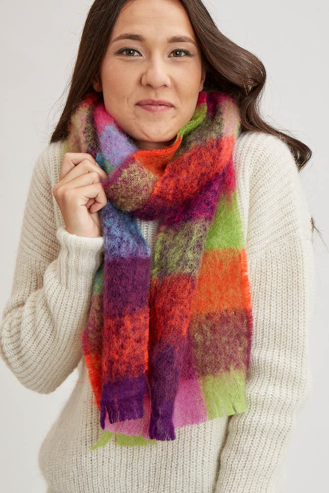 Grande écharpe laine mohair écossaise pour femme