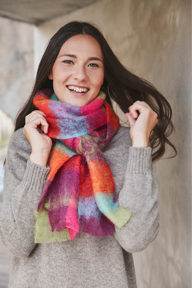 Grande écharpe laine mohair écossaise pour femme