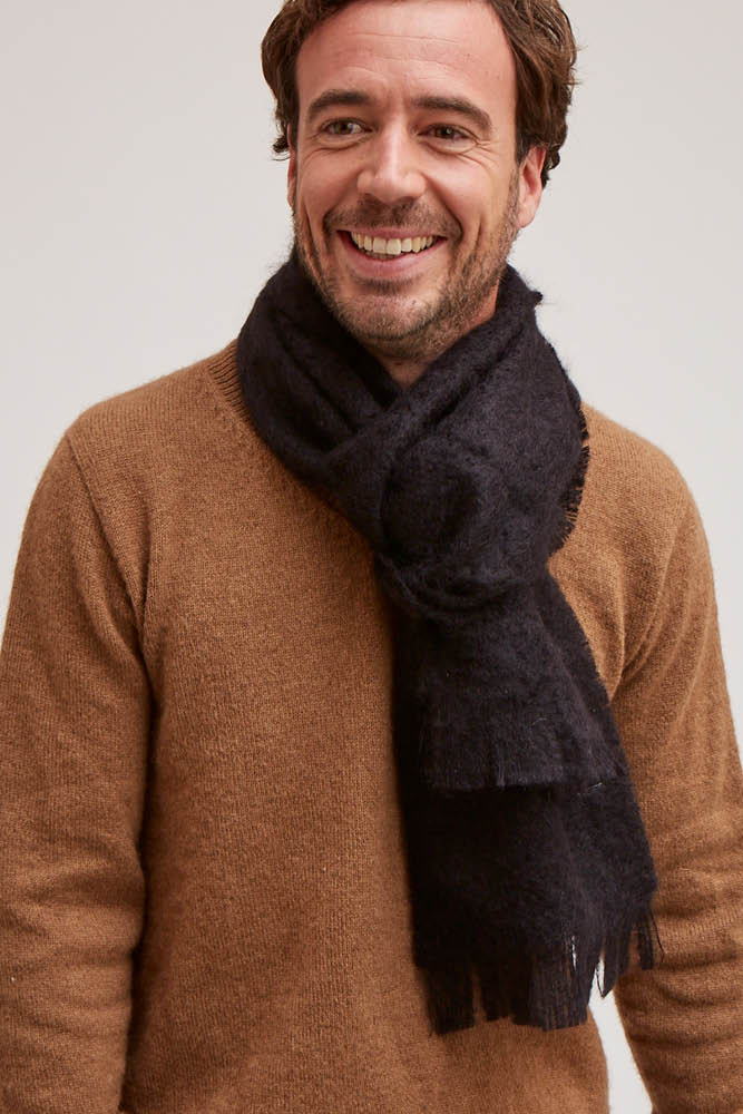 Grande écharpe laine mohair unie pour homme