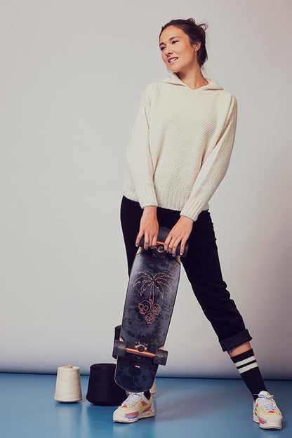 Pull à capuche laine recyclée Louise