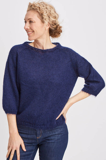 Pull en laine mohair et soie manches 3/4