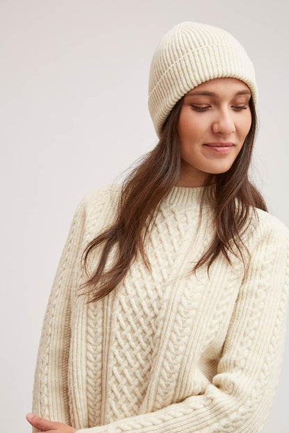 Pull en laine à torsades pour femme