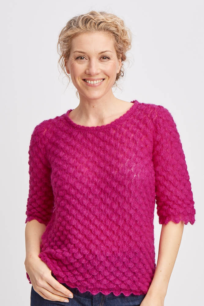 Pull en laine mohair et soie ajouré