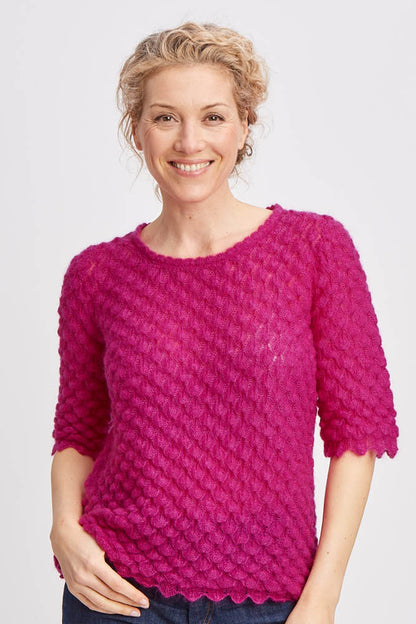 Pull en laine mohair et soie ajouré