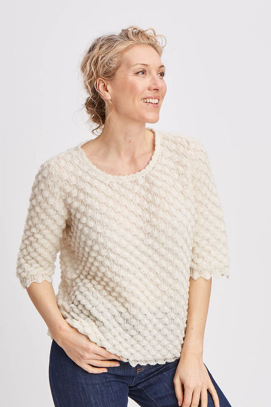 Pull en laine mohair et soie ajouré