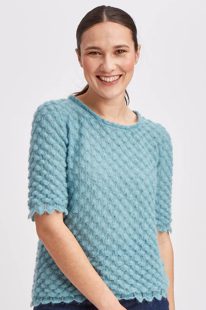 Pull en laine mohair et soie ajouré