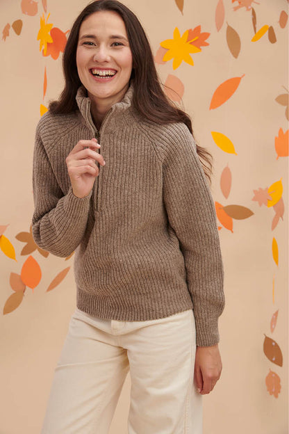 Pull en laine mérinos camionneur femme