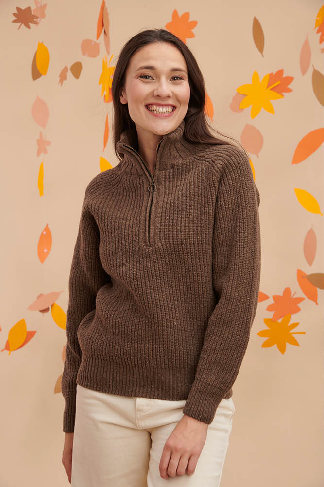 Pull en laine mérinos camionneur femme