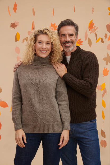 Pull en laine yack col roulé pour femme