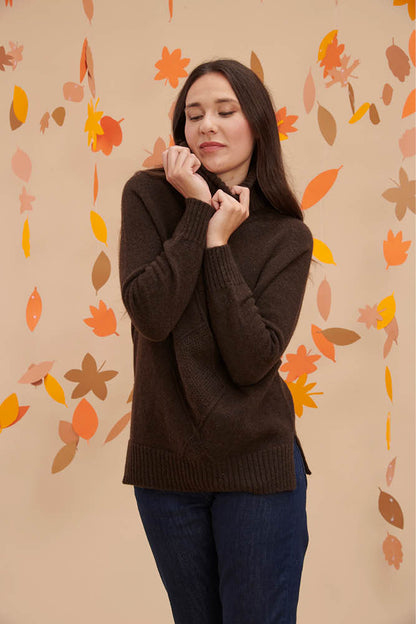 Pull en laine yack col roulé pour femme