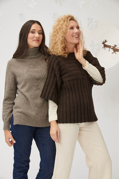 Pull en laine yack col roulé pour femme