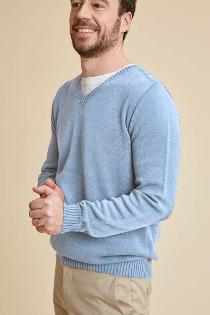 Pull col V coton bio et seacell