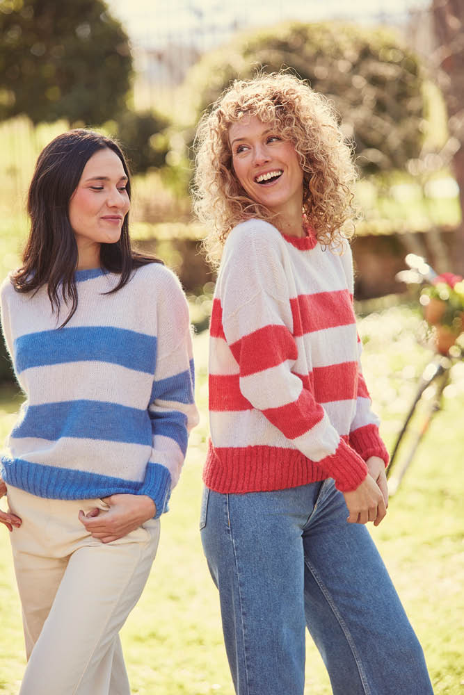 Pull en laine fantaisie à rayures pour femme