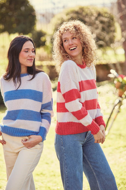 Pull en laine fantaisie à rayures pour femme