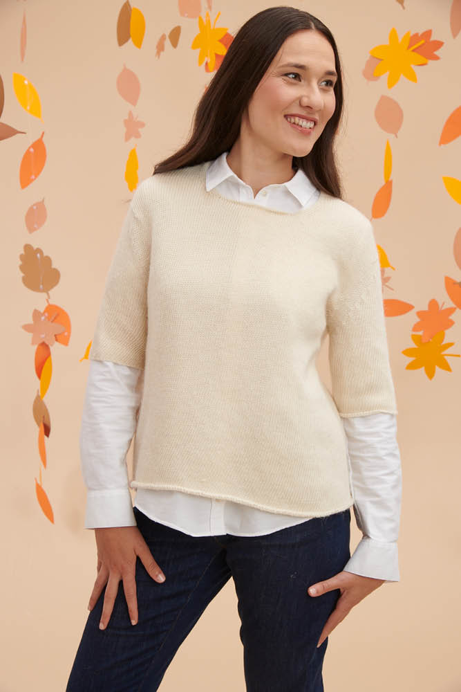 Pull en laine alpaga manches 3/4 pour femme