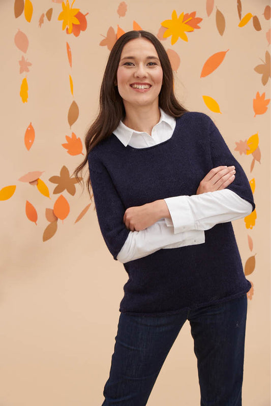 Pull en laine alpaga manches 3/4 pour femme