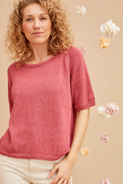 Pull manches 3/4 lin et coton bio/seacell pour femme