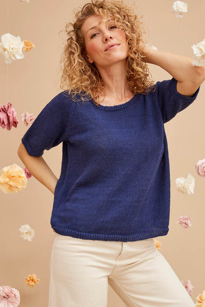 Pull manches 3/4 lin et coton bio/seacell pour femme
