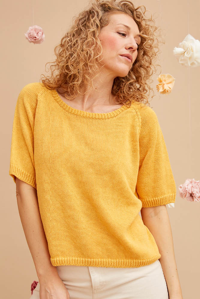 Pull manches 3/4 lin et coton bio/seacell pour femme