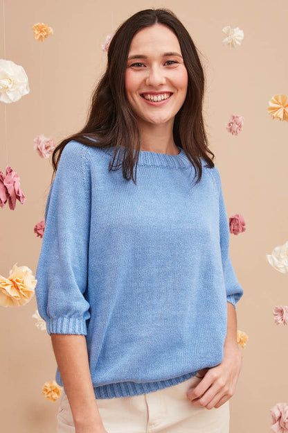Pull manches courtes lin et coton bio/seacell pour femme