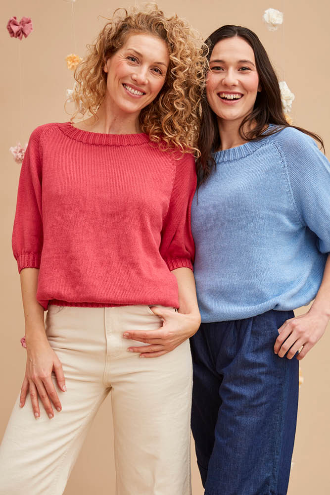 Pull manches courtes lin et coton bio/seacell pour femme