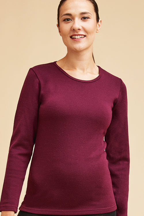 T-shirt laine mérinos manches longues pour femme