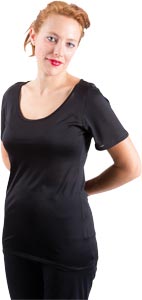 T-shirt soie manches courtes col rond pour femme